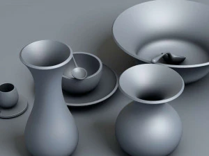 wooden table set 3D Model