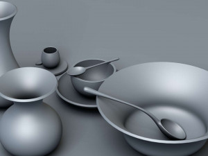 wooden table set 3D 模型