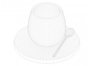 wooden table set 3D 模型