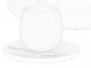 wooden table set 3D 模型
