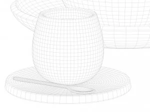 wooden table set 3D Model