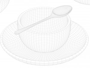 wooden table set 3D 模型