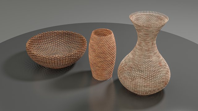 wicker baskets hight poy models 3D मॉडल .c4d .max .obj .3ds .fbx .stl .blend 