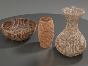 wicker baskets hight poy models 3D Model