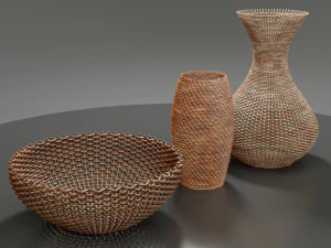 wicker baskets hight poy models 3D Model
