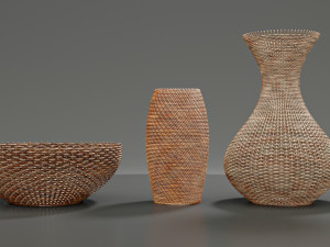 wicker baskets hight poy models 3D मॉडल