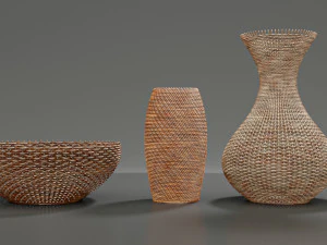 wicker baskets hight poy models 3D Model