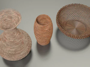 wicker baskets hight poy models 3D Model