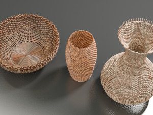wicker baskets hight poy models 3D मॉडल