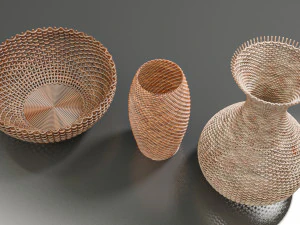wicker baskets hight poy models 3D Model