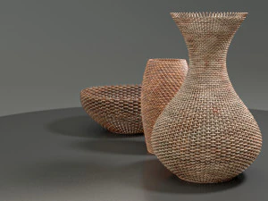 wicker baskets hight poy models 3D Model
