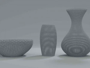 wicker baskets hight poy models 3D Model