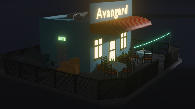 low-poly cafe 3D मॉडल .c4d .max .obj .3ds .fbx .stl .blend 