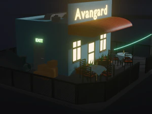 caf&eacute; low-poly Modelo 3D