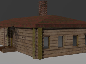 wooden low poly house for videogames 3D Модель