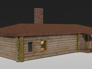 wooden low poly house for videogames 3D Модель