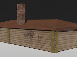 wooden low poly house for videogames 3D Модель
