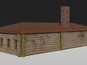wooden low poly house for videogames 3D Модель