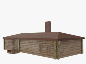 wooden low poly house for videogames 3D-Modell