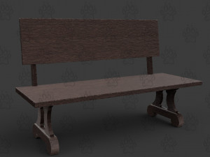 wooden bench 3D-Modell