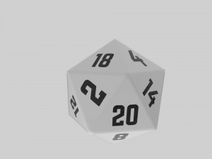 dice d20 game ready pbr 3D Model
