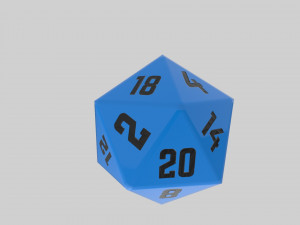 dice d20 game ready pbr 3D Model