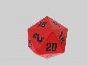 dice d20 game ready pbr 3D Model