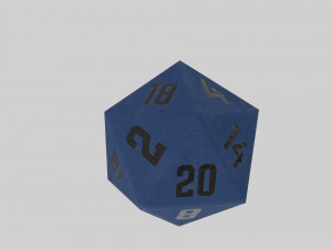 dice d20 game ready pbr 3D Model