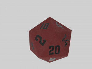dice d20 game ready pbr 3D Model
