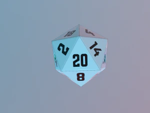dice d20 game ready pbr 3D Model
