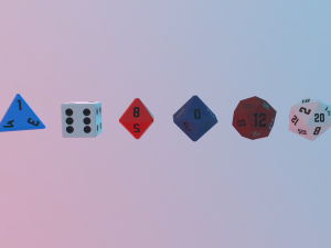 collection dice set for role-playing games - game ready pbr Model 3D