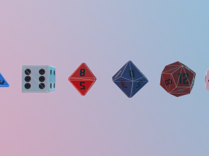 collection dice set for role-playing games - game ready pbr Model 3D