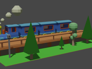the scene of the locomotive at the platform 3D Model