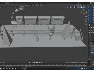 the scene of the locomotive at the platform 3D Model
