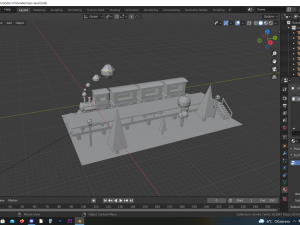 the scene of the locomotive at the platform 3D Model