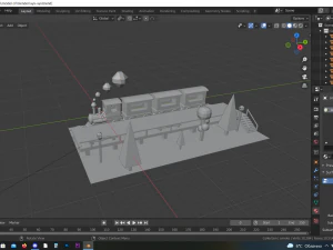 the scene of the locomotive at the platform 3D Model
