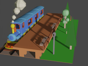 the scene of the locomotive at the platform 3D Model
