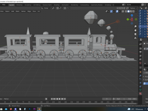 the scene of the locomotive at the platform 3D Model