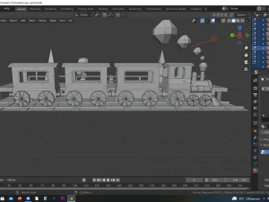 the scene of the locomotive at the platform 3D Model