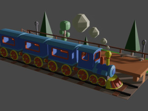 the scene of the locomotive at the platform 3D Model
