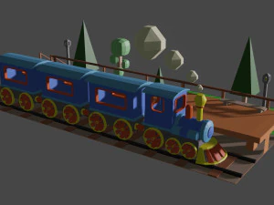 the scene of the locomotive at the platform 3D Model