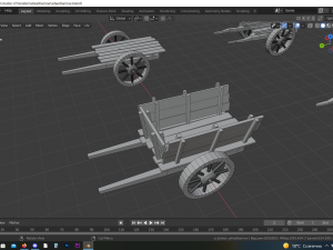 wooden hand wheelbarrow 3D 모델
