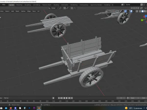 wooden hand wheelbarrow 3D Model
