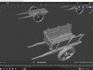 wooden hand wheelbarrow 3D 모델