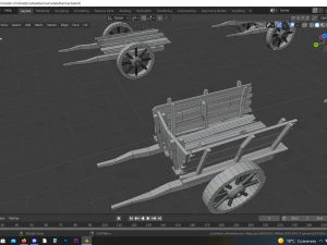 wooden hand wheelbarrow 3D Model