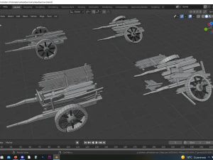 wooden hand wheelbarrow 3D Model