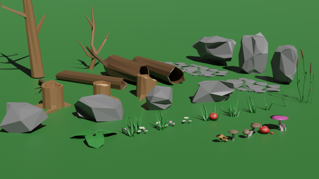 Low poly forest asset 3D Модель .c4d .max .obj .3ds .fbx .stl .blend 
