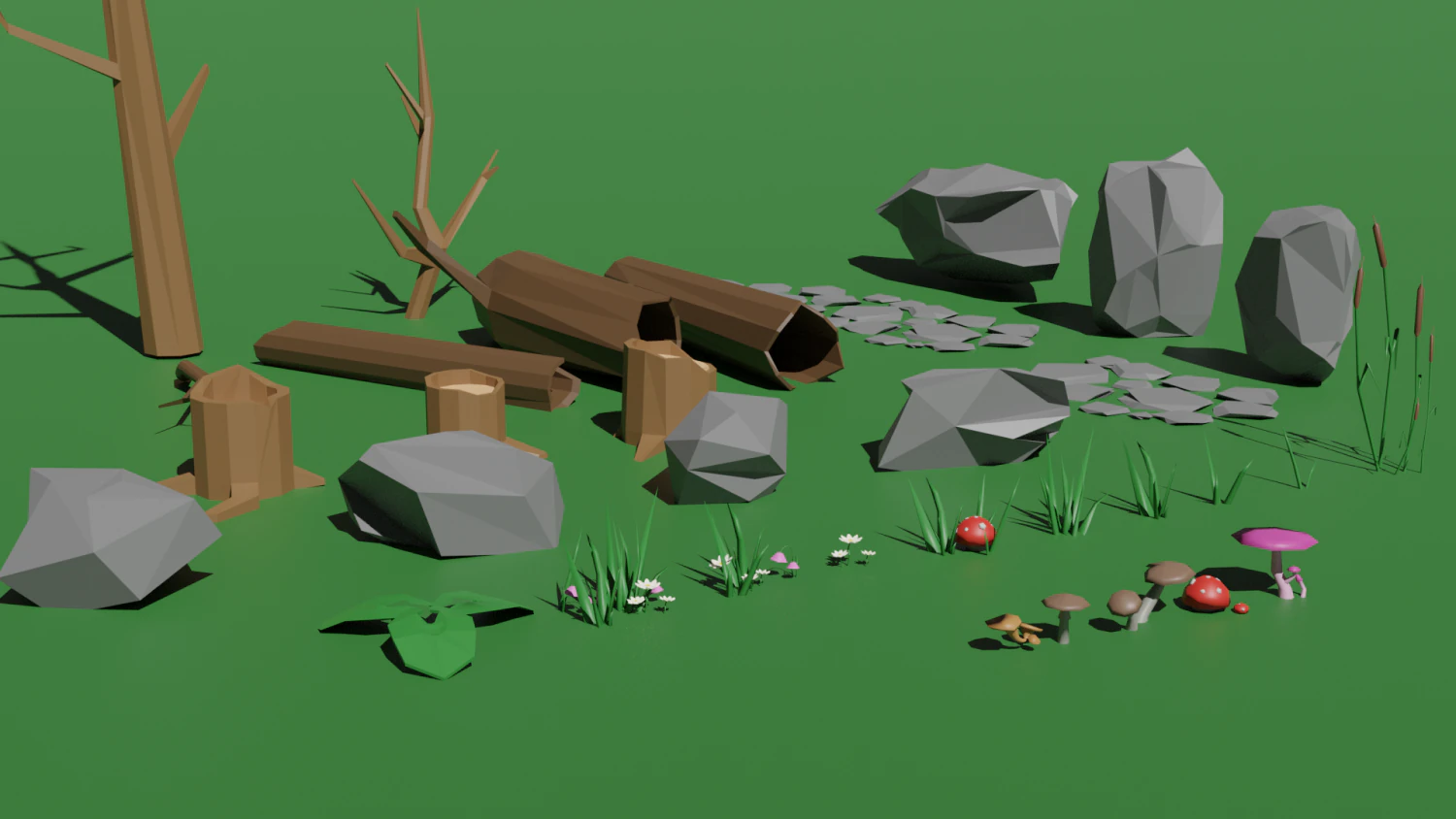 Low poly forest asset 3D Model .c4d .max .obj .3ds .fbx .stl .blend 