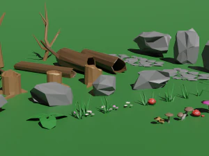 Низькополігональний лісовий актив 3D Модель