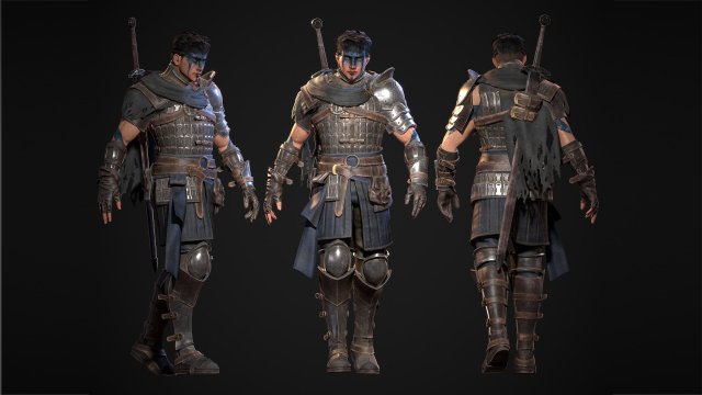 Hero Mercenary Warrior Modelo 3D .c4d .max .obj .3ds .fbx .stl .blend 